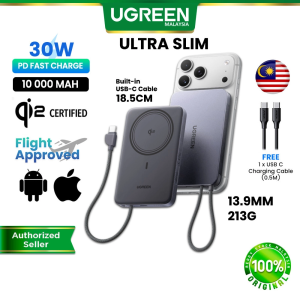 【Ultra Slim】UGREEN Qi2 10000mAh Magnetic Powerbank with Built in USB-C Cable PD 30W Magsafe Thin Fast Charging iPhone 17