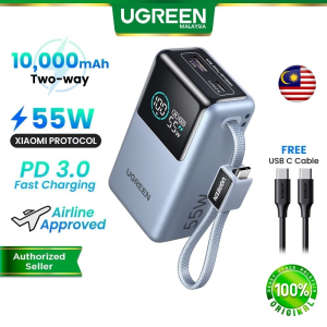 UGREEN 55W Nexode Pro 10000mAh Powerbank Built-In C Cable Fast Charging Power Bank iPhone 17 16 Xiaomi Samsung S25 Ultra